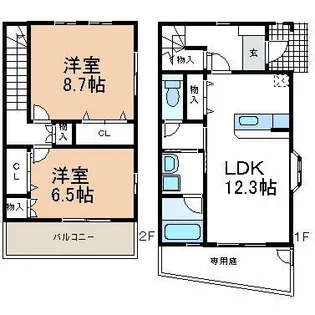 愛知県安城市今本町2丁目【テラスハウス】の間取り