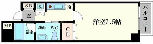 フィオレ立売堀【4階】の間取り