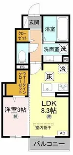グランクレール西二見【1階】の間取り