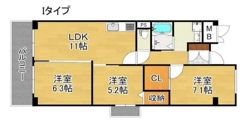 パティオ北加賀屋 南棟【9階】の間取り