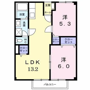 グリーンガーデンB【1階】の間取り