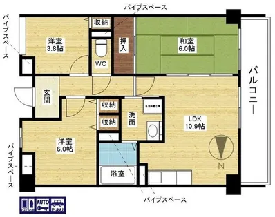 ロイヤル三国【4階】の間取り