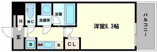 グランパシフィックPINE Luxe【6階】の間取り