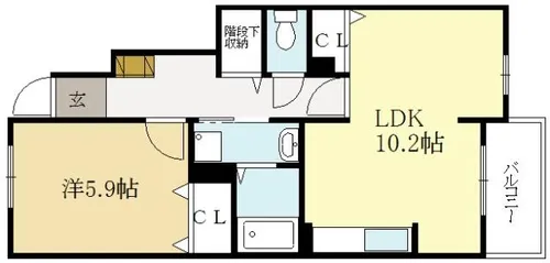 1LDKの間取り画像