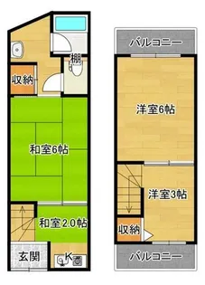 大阪府守口市金田町2丁目【テラスハウス】の間取り