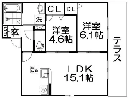 ヴィラ東香里園町【1階】の間取り