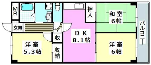 コスモ茨木【201号室】の間取り
