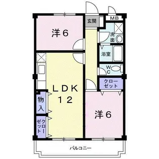 2LDKの間取り画像