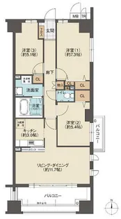 ソーラスフロント富船 南館【10階】の間取り