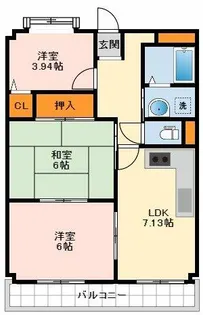 大阪府羽曳野市高鷲1丁目【マンション】の間取り