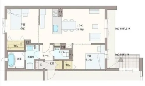 ジューンベリーガーデン北畠【1階】の間取り