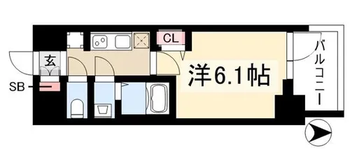 プレサンス名古屋菊井セルカ【3階】の間取り