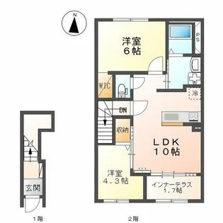 愛知県長久手市岩作高山【アパート】の間取り
