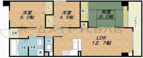 パインタワー上町台【10階】の間取り