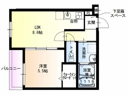 フジパレス稲田本町【1階】の間取り
