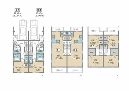 愛知県名古屋市北区元志賀町2丁目【テラスハウス】の間取り