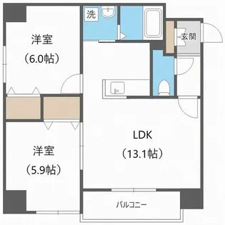 N6ウエスト11・M【9階】の間取り