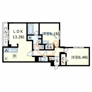 クラシスト遠里小野【1階】の間取り