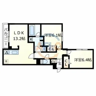 クラシスト遠里小野【2階】の間取り