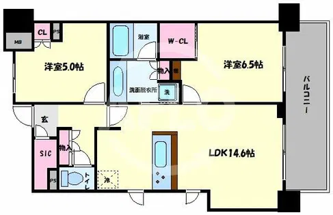ザ・パークハビオ天満橋【14階】の間取り