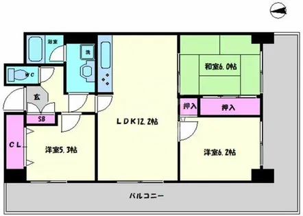 マツダファミリーハイツ阿波座【12階】の間取り
