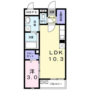 カーサ クレインフィールド【301号室】の間取り