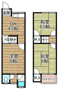 大阪府高槻市芝生町1丁目【テラスハウス】の間取り