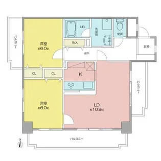 ディアコートA【9階】の間取り