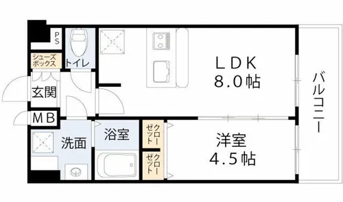 1LDKの間取り画像