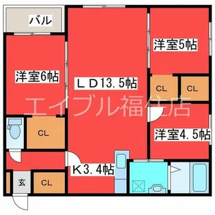 エフュート福住【2階】の間取り