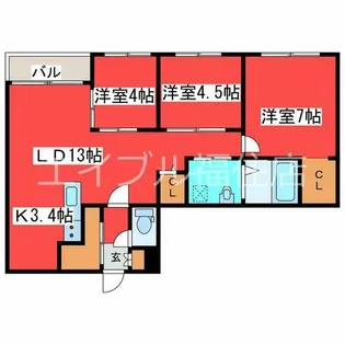 エフュート福住【2階】の間取り