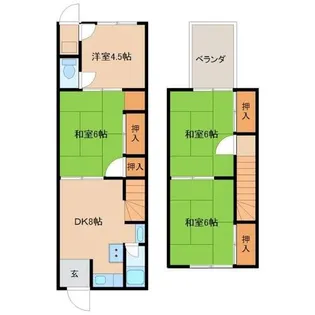 兵庫県尼崎市瓦宮1丁目【テラスハウス】の間取り