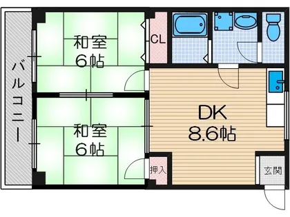 シャトーかわもと【1階】の間取り