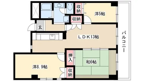 アーバンドエル西春駅前【908号室】の間取り