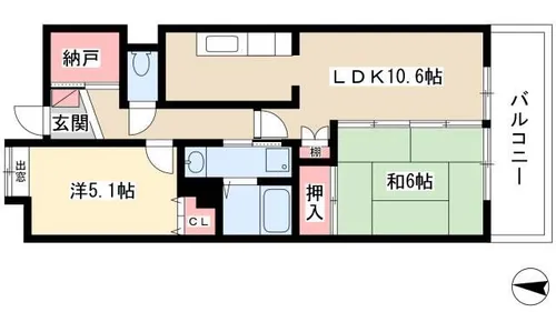 アーバンドエル庄内通【603号室】の間取り
