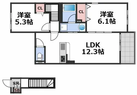 コート・ド・ボーヌ深江南北棟【2階】の間取り