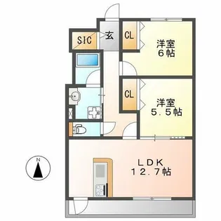 M’s茶屋ヶ坂【203号室】の間取り