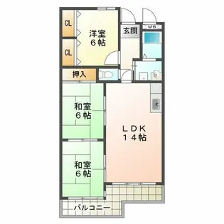 ヴィスター五色山【2階】の間取り