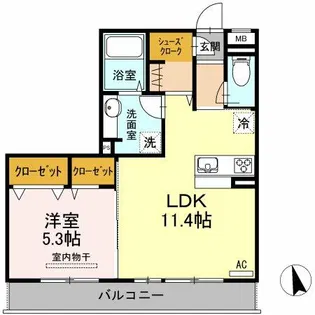 Aria【203号室】の間取り