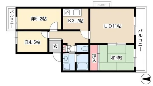 グランフォルム【301号室】の間取り
