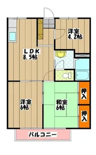 エステートピア桐【201号室】の間取り