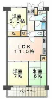 パレス朝霧ヶ丘【3階】の間取り