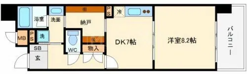 ロイヤルパークスなんば【7階】の間取り