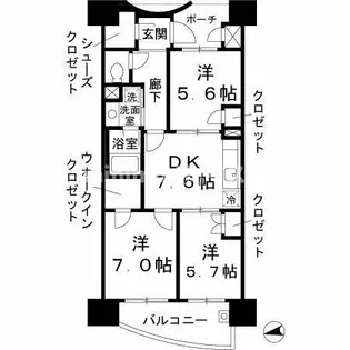 ロイヤルパークスなんば【9階】の間取り