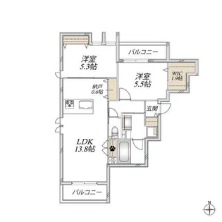 Forena Court 塚口 West【202号室】の間取り
