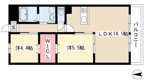 2LDKの間取り画像