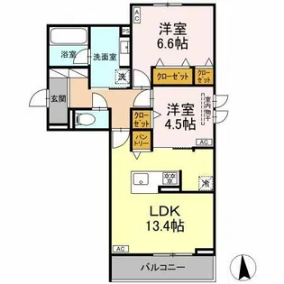 サザンガーデンやまは【203号室】の間取り