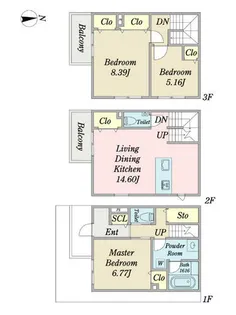 レジデンシャルジェム姪浜駅【0010号室】の間取り