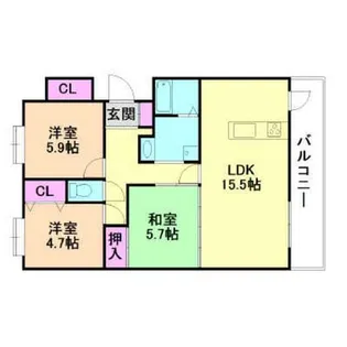 大阪府豊中市旭丘【マンション】の間取り