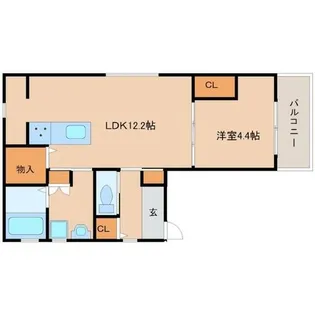 グランツコートジョン西立花【1階】の間取り